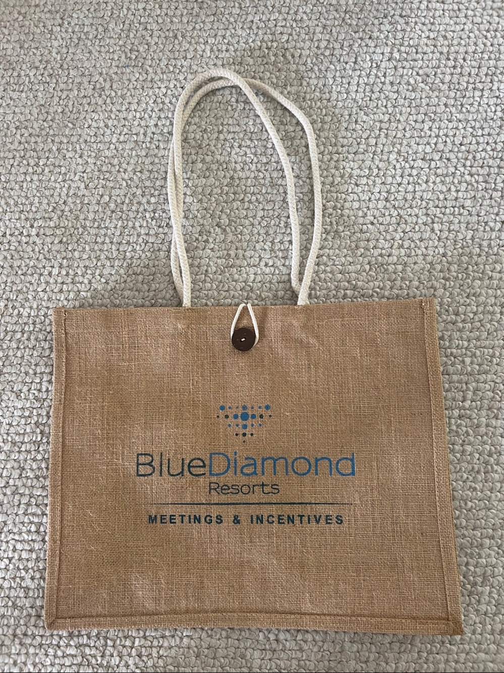 Blue Diamond Resorts Jute Tote Bag in Natural 18”x14”